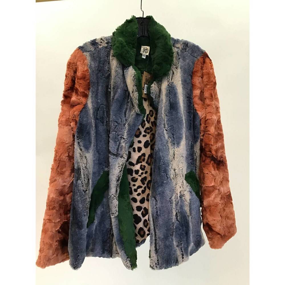 NEW IVY JANE women's funk you up fur jacket in multicolor